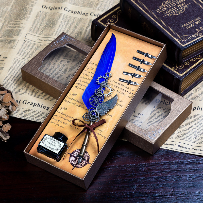 Steam punk Mechanics Style Quill with Ink for Gift