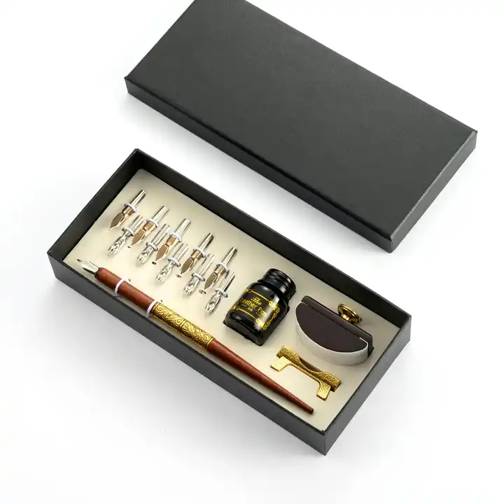 Calligraphy Pen Set Wood Fountain Pen Oblique Dip Pen With Nibs And Ink botter